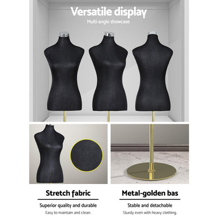 Embellir Female Mannequin Dummy Model Dressmaker Clothes Display Torso Tailor BK.