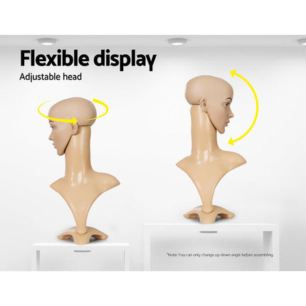 Embellir Female Mannequin Head Dummy Model Display Shop Stand Professional Use.