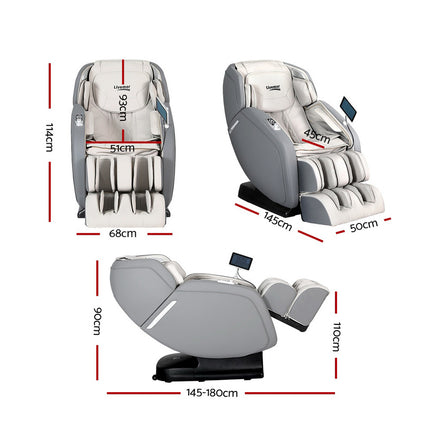 Livemor 4D Massage Chair Recliner - Full Body SL-Track Zero Gravity with AI Body Scan, Deep Tissue Electric Massager with Heat, 12 Auto Programs, LCD Touchscreen & Bluetooth, Grey.