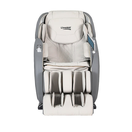 Livemor 4D Massage Chair Recliner - Full Body SL-Track Zero Gravity with AI Body Scan, Deep Tissue Electric Massager with Heat, 12 Auto Programs, LCD Touchscreen & Bluetooth, Grey.