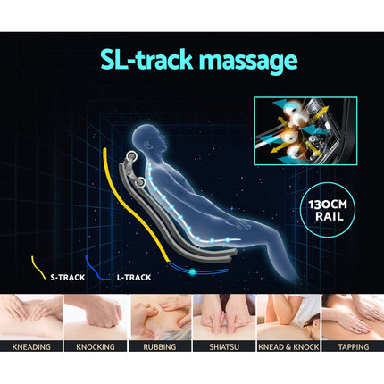 Livemor 4D Massage Chair Recliner - Full Body SL-Track Zero Gravity with AI Body Scan, Deep Tissue Electric Massager with Heat, 12 Auto Programs, LCD Touchscreen & Bluetooth, Grey.