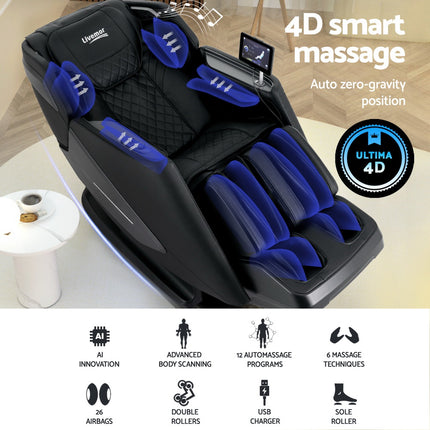 Livemor 4D Massage Chair Recliner SL Track Full Body Zero Gravity Massager Heated AI Body Scan REILY.