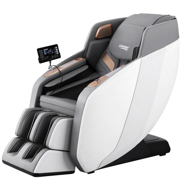 Livemor Massage Chair Electric Recliner Double Core Mechanism Massager ROWA White.