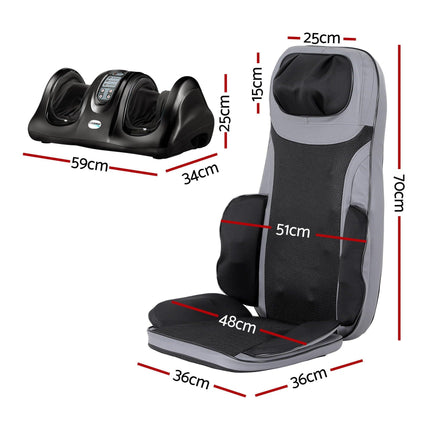Livemor 8-nodes Full Back Massage Seat Cushion Heating With Foot Massagers.