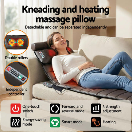 Livemor Massage Mat Kneading Neck Foot Massager Heated Vibration Airbag Mattress.