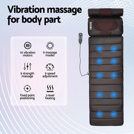 Livemor Massage Mat Kneading Neck Foot Massager Heated Vibration Airbag Mattress.
