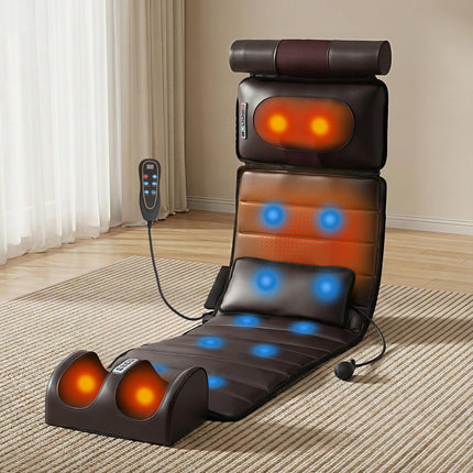 Livemor Massage Mat Kneading Neck Foot Massager Heated Vibration Airbag Mattress.