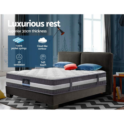 Giselle Bedding Queen Mattress Pocket Spring Queen 30cm.