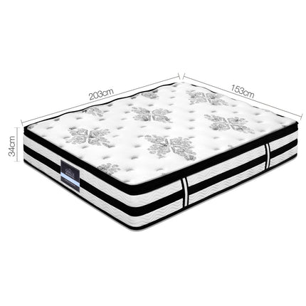 Giselle Bedding 34cm Mattress Euro Top Pocket Spring Queen.