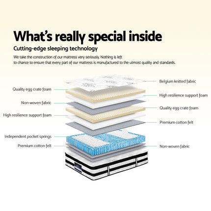 Giselle Bedding 34cm Mattress Euro Top Pocket Spring Super King.