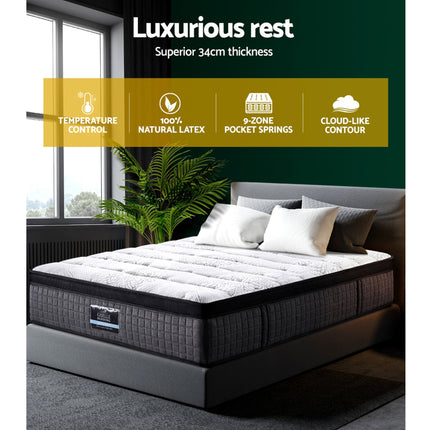 Giselle Bedding 34cm Mattress 9 Zone Latex Foam Queen.
