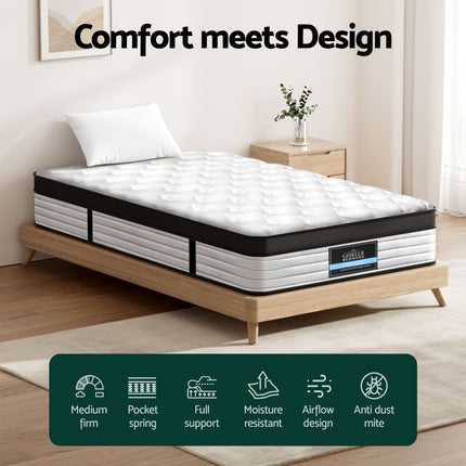 Giselle Bedding 31cm Mattress Euro Top King Single.