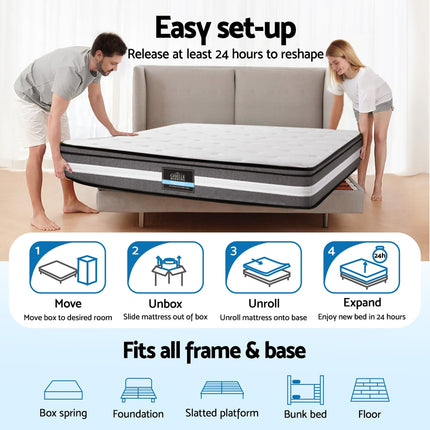 Giselle Bedding 30cm Mattress Gel Foam Pocket Spring Single.