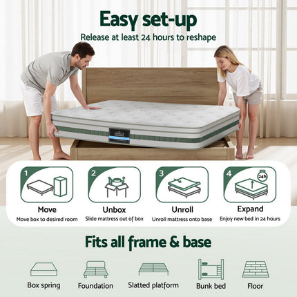 20cm Giselle Mattress Queen Green Tea Mattresses.