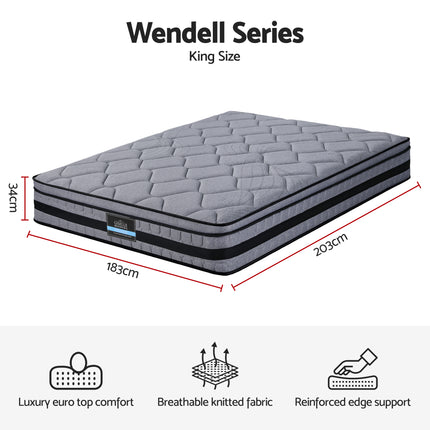 Giselle Bedding 34cm King Mattress Hybrid, Pocket Spring Bed Mattress.