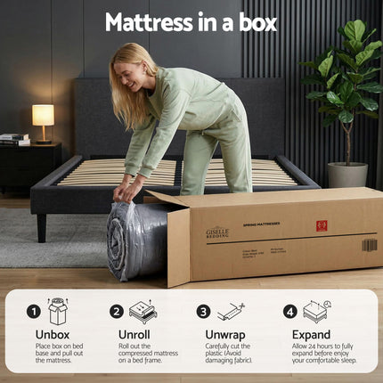 Giselle Bedding 34cm King Mattress Hybrid, Pocket Spring Bed Mattress.