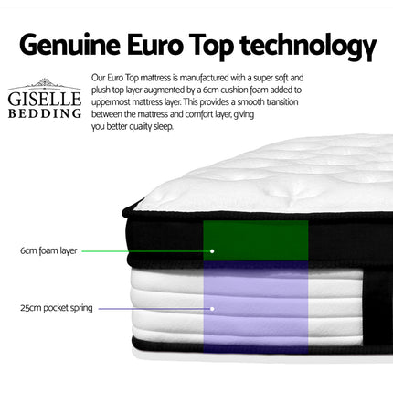 Giselle Bedding 31cm Mattress Euro Top King.