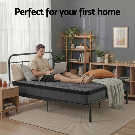 Giselle Bedding King Single Mattress 25cm Pocket Spring Latex Euro Top Medium Firm Bed.