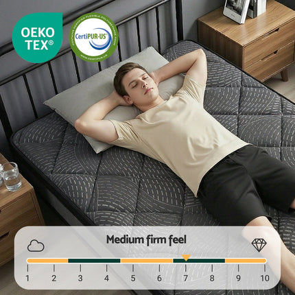 Giselle Bedding Single Mattress 25cm Pocket Spring Latex Euro Top Medium Firm Bed.