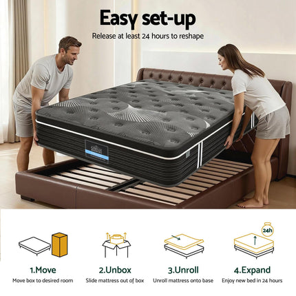 Giselle Bedding Double Mattress 35cm Euro Top with Graphene Cooling Comfort Medium Firm.