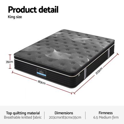 Giselle Bedding King Mattress 35cm Euro Top with Graphene Cooling Comfort Medium Firm.