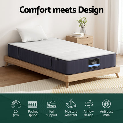 20cm Giselle Mattress Single Bed Pocket Spring Mattresses.