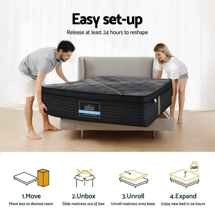 35cm Giselle Mattress Single Bed Bamboo Pocket Firm Foam.