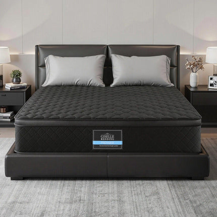 Giselle Bedding King Mattress 34cm Euro Top with 5-Zone Pocket Spring Support Black.