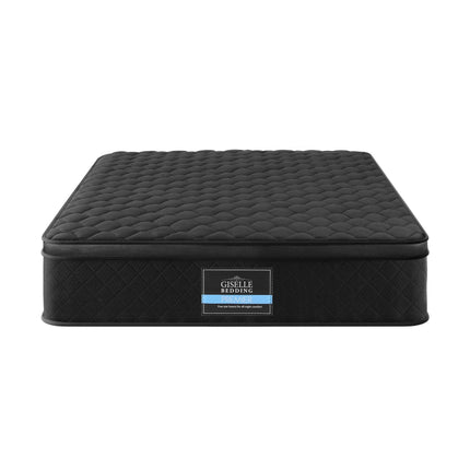 Giselle Bedding Single Mattress 34cm Euro Top with 5-Zone Pocket Spring Support Black.