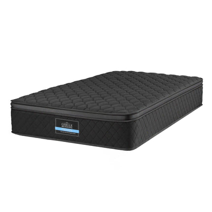Giselle Bedding Single Mattress 34cm Euro Top with 5-Zone Pocket Spring Support Black.