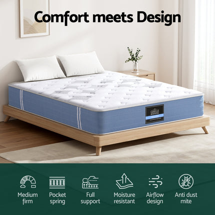 25cm Giselle Mattress Queen Bed Pocket Spring Mattresses.