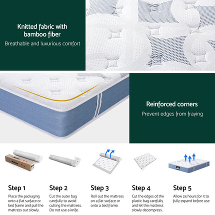 25cm Giselle Mattress Queen Bed Pocket Spring Mattresses.