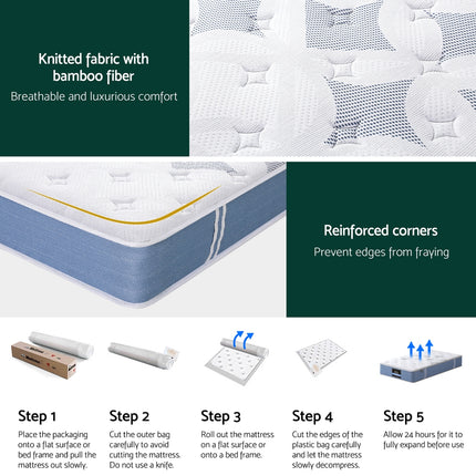 25cm Giselle Mattress Single Bed Pocket Spring Mattresses.