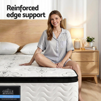 Giselle Bedding King Mattress 30cm Pocket Spring Euro Top Medium Firm Foam.