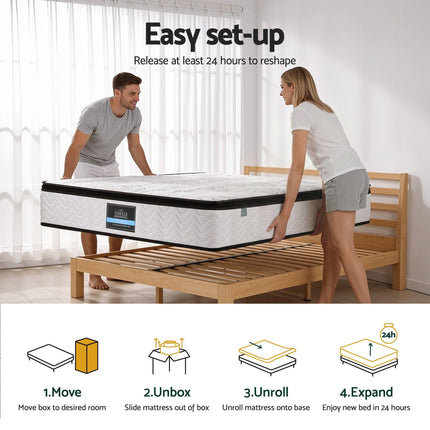 Giselle Bedding King Mattress 30cm Pocket Spring Euro Top Medium Firm Foam.