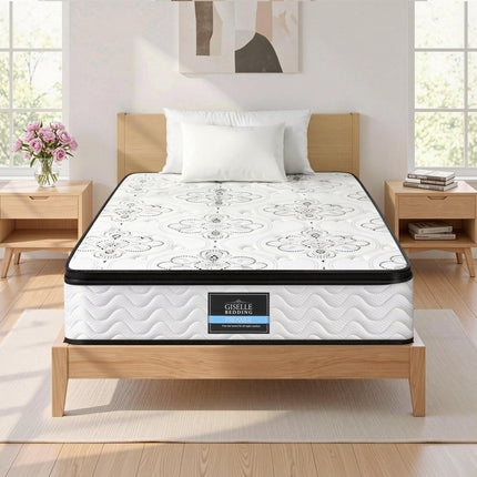 Giselle Bedding Single Mattress 30cm Pocket Spring Euro Top Medium Firm Foam.