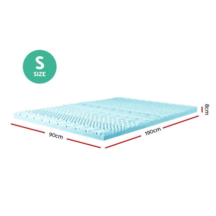Giselle Bedding Memory Foam Mattress Topper 11-Zone 8cm Single.