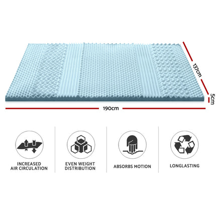 Giselle Bedding Memory Foam Mattress Topper 7-Zone 5cm Double.