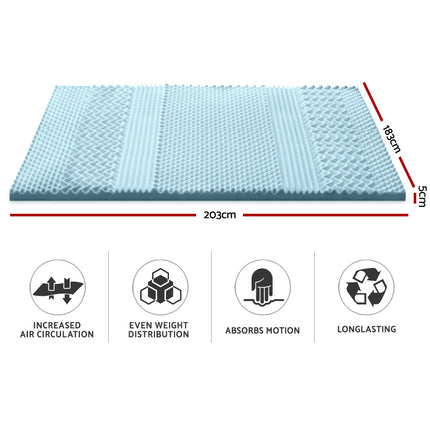Giselle Bedding Memory Foam Mattress Topper 7-Zone 5cm King.