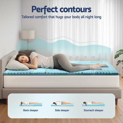 Giselle Bedding 5cm Memory Foam Mattress Topper 7-Zone King Single.