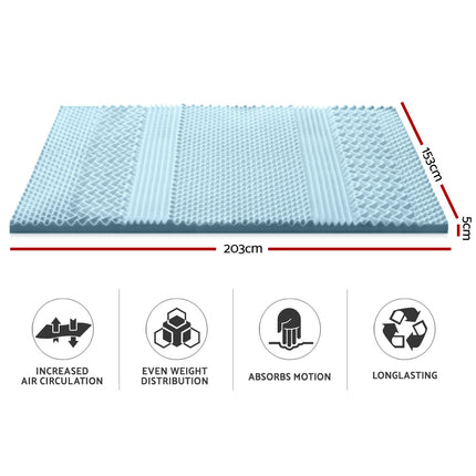 Giselle Bedding Memory Foam Mattress Topper 7-Zone 5cm Queen.