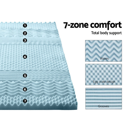 Giselle Bedding Memory Foam Mattress Topper 7-Zone 5cm Queen.
