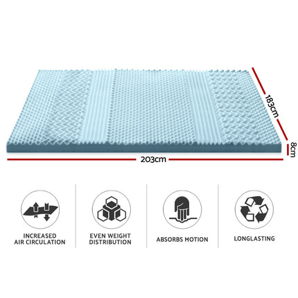 Giselle Bedding Memory Foam Mattress Topper 7-Zone 8cm King.