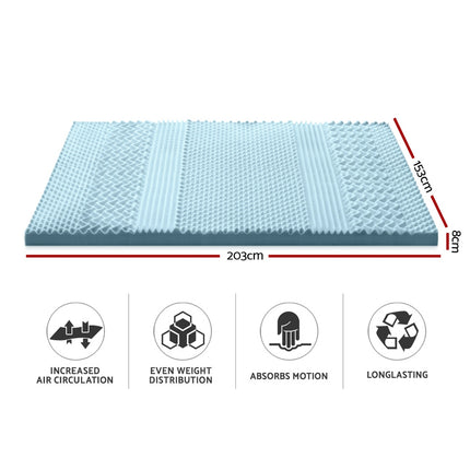Giselle Bedding Memory Foam Mattress Topper 7-Zone 8cm Queen.