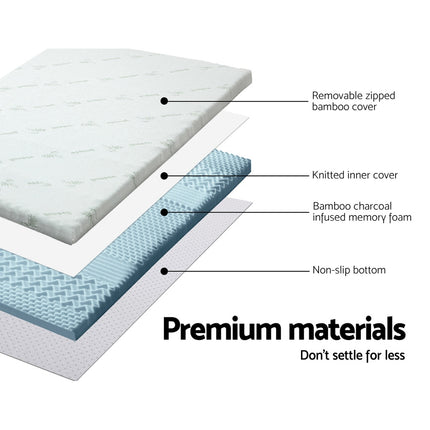 Giselle Bedding Memory Foam Mattress Topper 7-Zone 8cm Queen.