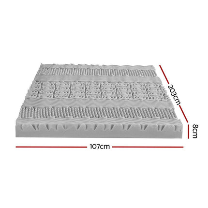 Giselle Bedding 8cm Memory Foam Mattress Topper 7-Zone Graphite King Single.