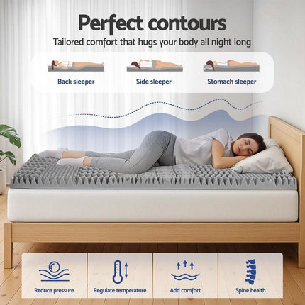 Giselle Bedding 8cm Memory Foam Mattress Topper 7-Zone Graphite King Single.