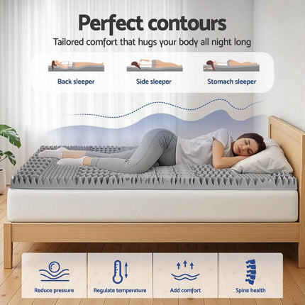 Giselle Bedding 8cm Memory Foam Mattress Topper 7-Zone Graphite Queen.