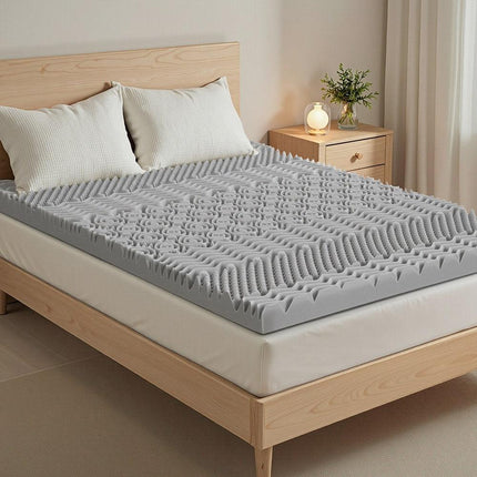 Giselle Bedding 8cm Memory Foam Mattress Topper 7-Zone Graphite Queen.