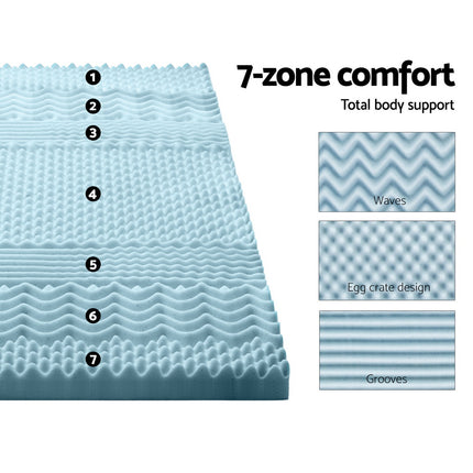 Giselle Memory Foam Mattress Topper 7-Zone 8cm King Single.
